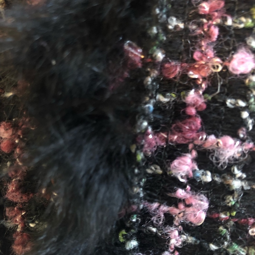 DS Essentials Rare Pink, Multi-Color Tweed Blazer black fur velvet trim Size 10 - Picture 7 of 13